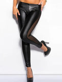 Sexy Side Mesh Leather Leggings