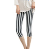 Black and White Vertical Striped Printed Leggings